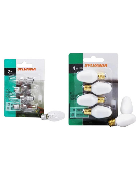 Bombillas nocturnas C7 Sylvania 7W y 4W E12, 8 unidades