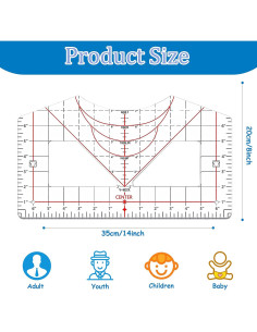 Guía de Regla para Camisetas Auvoau - Alineación Vinilo 32.5cm 2