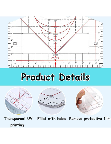 Guía de Regla para Camisetas Auvoau - Alineación Vinilo 32.5cm