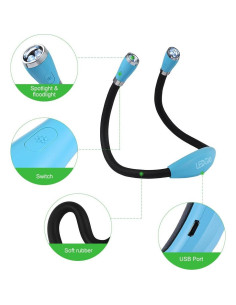 Luz de Lectura de Cuello Recargable LEDGLE Azul Cielo 4 Bombillas 2