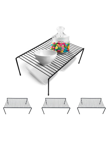 Organizador de Estante de Alambre Evelots - Juego de 4 - Negro