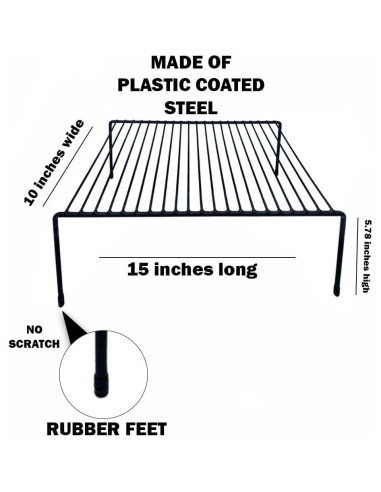 Organizador de Estante de Alambre Evelots - Juego de 4 - Negro