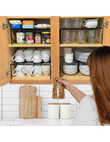 Organizador de Estante de Alambre Evelots - Juego de 4 - Negro