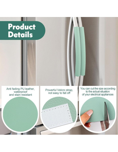 6 Cubiertas de Mango de Refrigerador Windspeed Verde Cuero