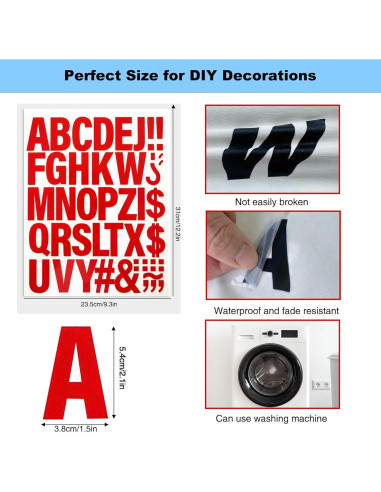 220 Letras Termoadhesivas LONGMUU para Ropa - Vinilo Blanco