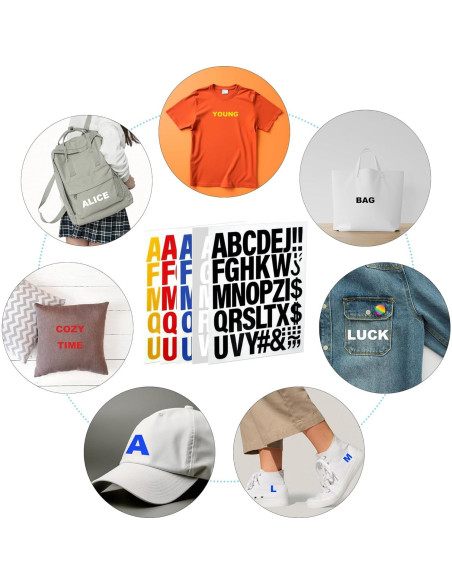 220 Letras Termoadhesivas LONGMUU para Ropa - Vinilo Blanco