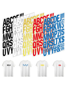 Letras termoadhesivas HiTransfer 430 piezas 5.1 cm para ropa