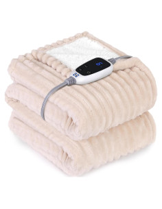 Manta Eléctrica Sealy Beige 50x60" Franela Sherpa 6 Calor
