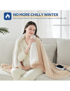 Manta Eléctrica Sealy Beige 50x60" Franela Sherpa 6 Calor 2