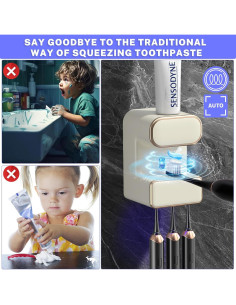 Dispensador Automático de Pasta de Dientes Wekity Beige 3 Ranuras 2