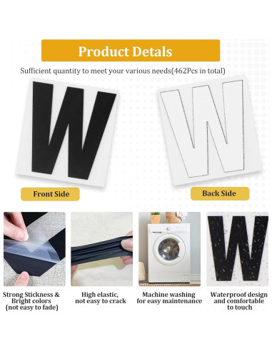 Letras y Números Termoadhesivos Belinreli 462 Piezas 8" y 2"