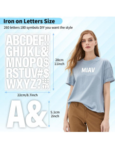 Letras de Planchar Lucomb 440 Piezas Vinilo PU 2" Blancas 2