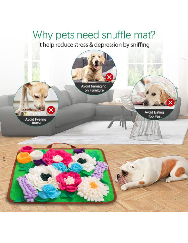 Alfombra de Olfateo para Perros Meilzer Verde 39x39cm Antideslizante