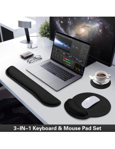 Alfombrilla de Ratón Ergonómica QOMOLAMA con Reposamuñecas 3-en-1 2