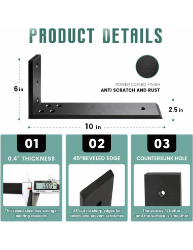 Soportes de Encimera en L WINKER 10" x 6" x 2.5" 2 Paquete