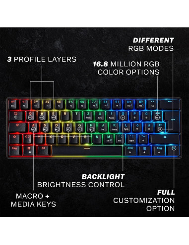 Teclado Mecánico HK GAMING GK61s 61 Teclas RGB Programable
