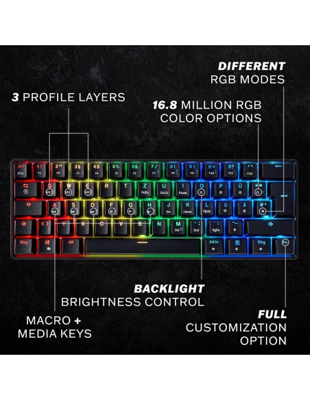 Teclado Mecánico HK GAMING GK61s 61 Teclas RGB Programable