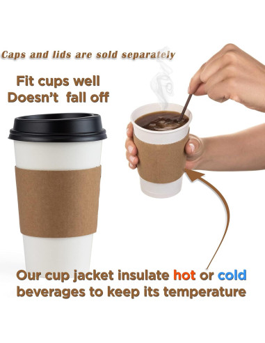 Mangas de Taza de Café FMP Brands 100 Pcs Aislantes 12-24 oz