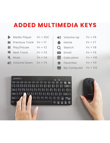 Teclado y Ratón Inalámbricos Perixx PERIDUO-712B Negro