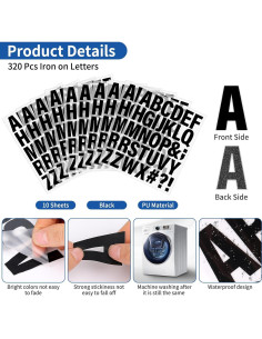 310 Letras de Planchar Negras LifeisLuck 1.6" (4.06 cm) DIY 2