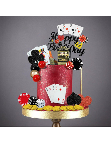 35 PCS Decoraciones para Pasteles de Casino DRWATE - Fichas y Dados