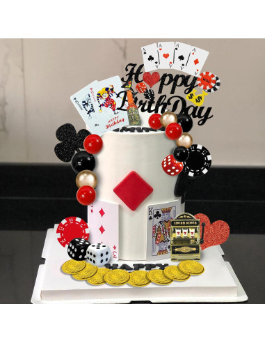 35 PCS Decoraciones para Pasteles de Casino DRWATE - Fichas y Dados