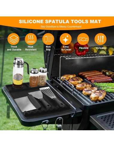 Alfombrilla de Silicona para Parrilla Qinthory 39.9x29.2 cm Negra