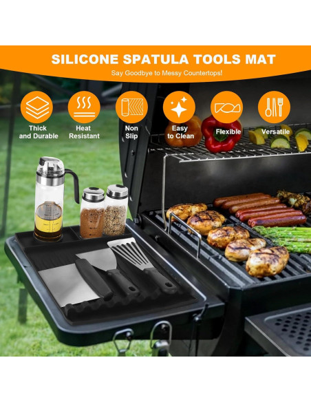 Alfombrilla de Silicona para Parrilla Qinthory 39.9x29.2 cm Negra