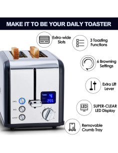 Tostadora CUSIMAX 2 Rebanadas Acero Inoxidable LED 825W 2