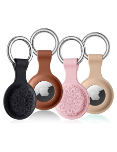 Lerobo 4 Fundas Silicona para AirTag con Llavero Metal