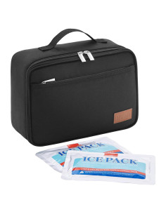 Bolsa de Almuerzo Aislada Lifewit 5L Negra con 2 Paquetes de Hielo