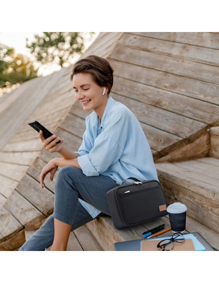 Bolsa de Almuerzo Aislada Lifewit 5L Negra con 2 Paquetes de Hielo