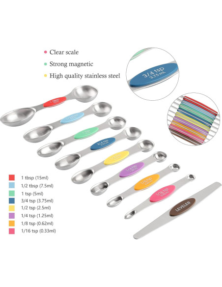 Juego de Tazas y Cucharas Medidoras Turewin Acero Inoxidable 17 Piezas