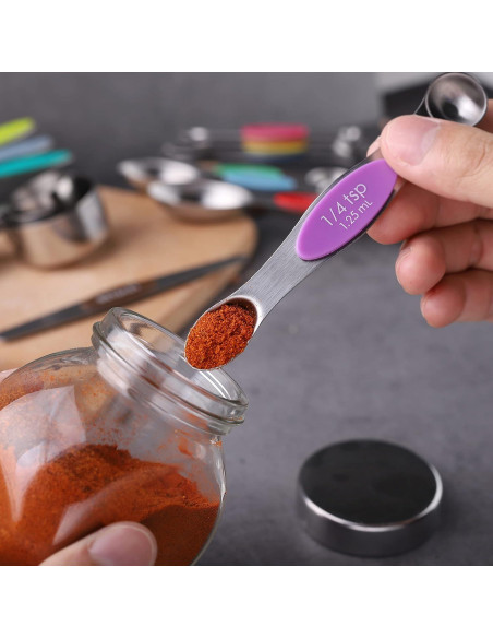 Juego de Tazas y Cucharas Medidoras Turewin Acero Inoxidable 17 Piezas