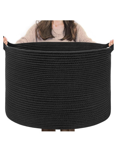 Cesta de Almacenamiento INDRESSME 55x35 cm Algodón Negro