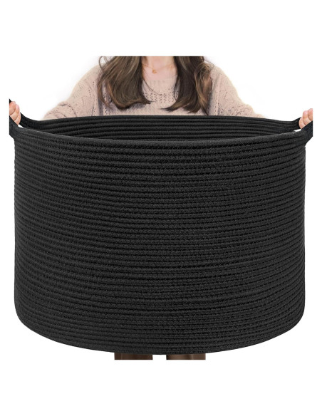 Cesta de Almacenamiento INDRESSME 55x35 cm Algodón Negro