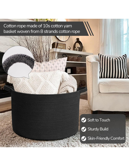 Cesta de Almacenamiento INDRESSME 55x35 cm Algodón Negro