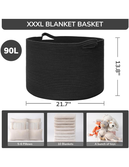 Cesta de Almacenamiento INDRESSME 55x35 cm Algodón Negro