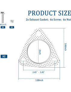 Kit de Junta de Flange de Escape Carleef 2PCS + Tornillos y Tuercas 2