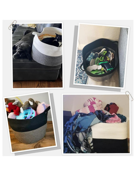 Cesta de Almacenamiento INDRESSME 55x35 cm Algodón Negro