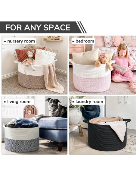 Cesta de Almacenamiento INDRESSME 55x35 cm Algodón Negro