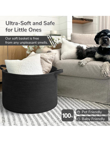 Cesta de Almacenamiento INDRESSME 55x35 cm Algodón Negro