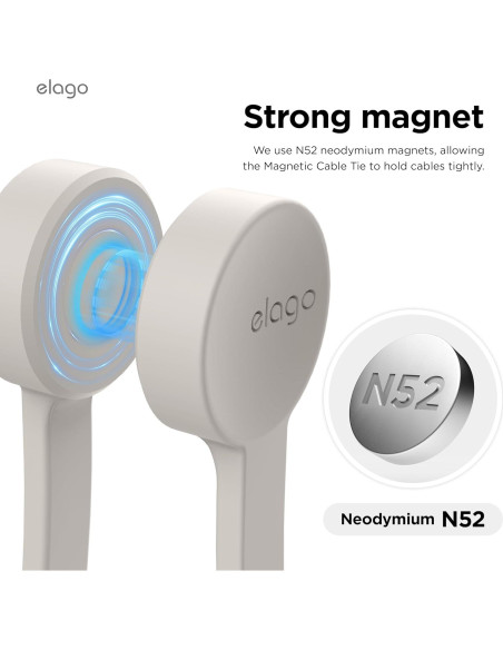 Cinta Magnética para Cables elago 3 Piezas Silicona Piedra