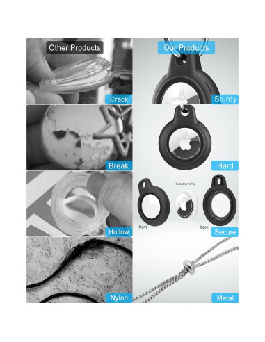 Collar Impermeable para AirTag DEERLET 75cm Ajustable Negro