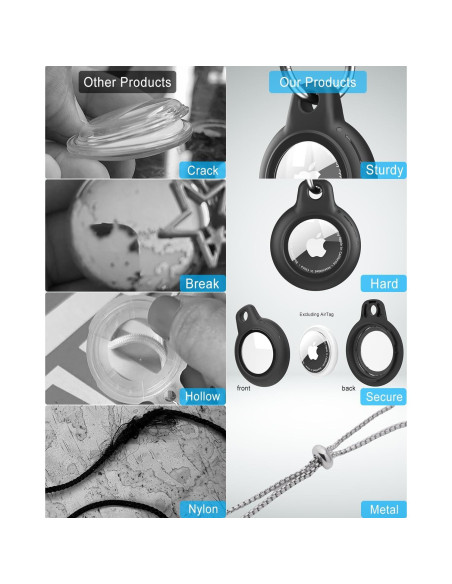 Collar Impermeable para AirTag DEERLET 75cm Ajustable Negro