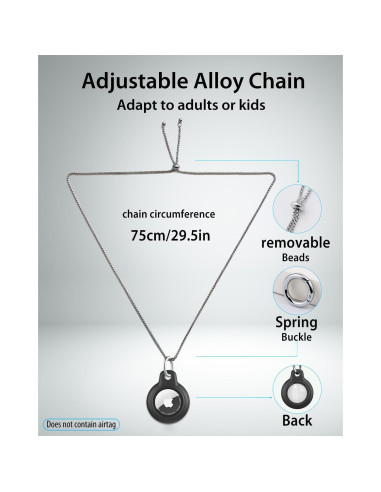 Collar Impermeable para AirTag DEERLET 75cm Ajustable Negro