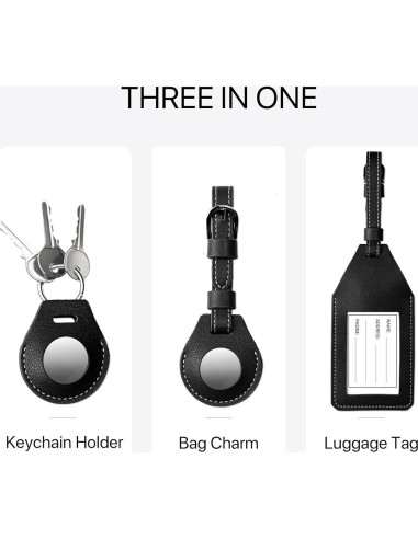 Etiqueta de Equipaje MORIK de Cuero Vegano para AirTag Negro