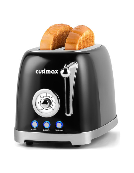 Tostadora CUSIMAX 2 Rebanadas Retro Acero Inoxidable 6 Niveles