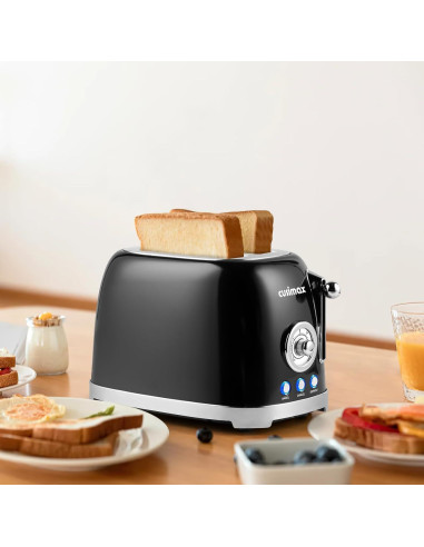 Tostadora CUSIMAX 2 Rebanadas Retro Acero Inoxidable 6 Niveles