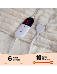 Manta Eléctrica AEPINBH 90x100 cm Crema con 6 Niveles de Calor 2